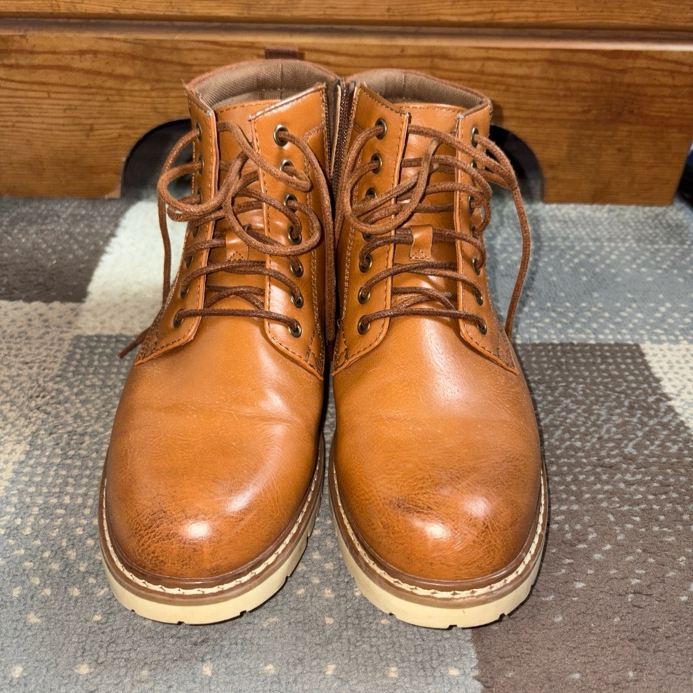 Men's Classic Brown Leather Boots Steve Madden 10.5